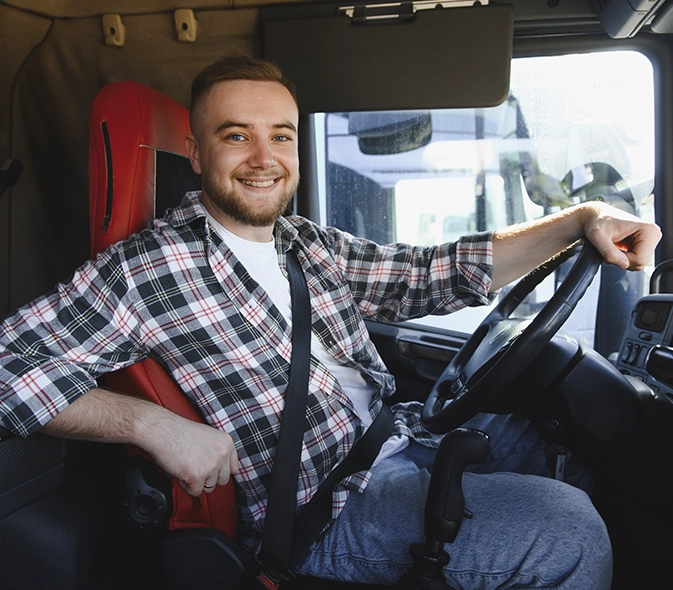 Man in truck smiling